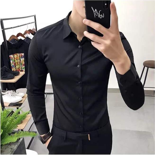 Áo Sơ Mi Nam Màu Đen Lịch Lãm Chất Vải Mềm Mịn