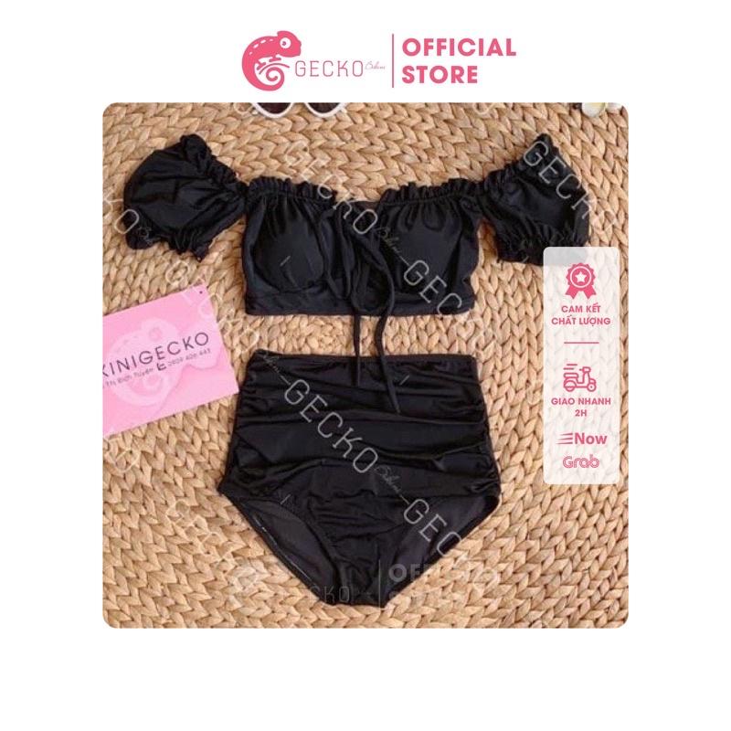 Bikini Đồ Bơi 2 Mảnh Tay Phồng Quần Cạp Cao Nhún Che Bụng GK0233 (Ảnh Thật)