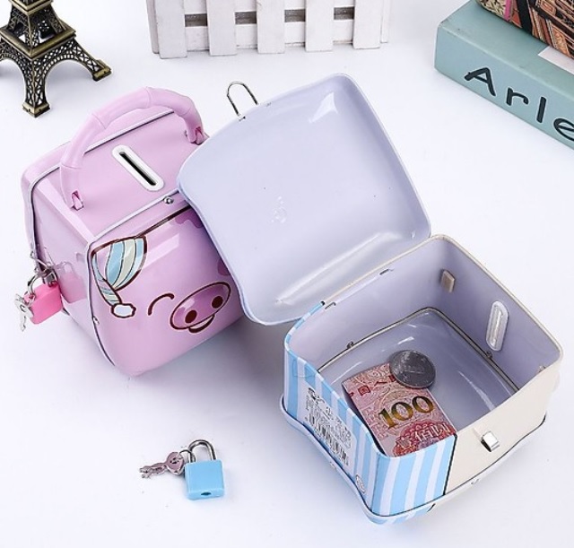 Ống Heo Két Sắt Mini Tiết Kiệm Tiền Mẫu Mới Có Khóa Đáng Yêu Cho Bé