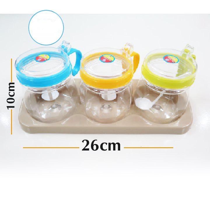 Bộ 3 lọ đựng gia vị kèm muống thìa Việt Nhật, hũ đựng gia vị có nắp hàng cao cấp TNX 2938