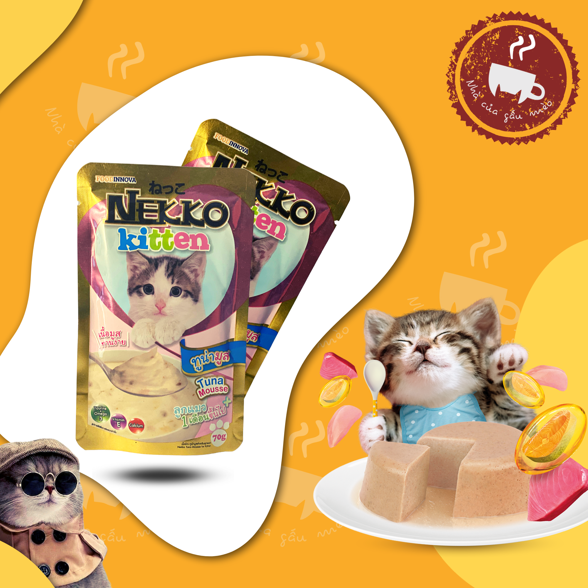 Hình ảnh Thức ăn cho mèo / Pate NEKKO Kitten dành cho Mèo con từ 1-12 tháng tuổi - gói 70g