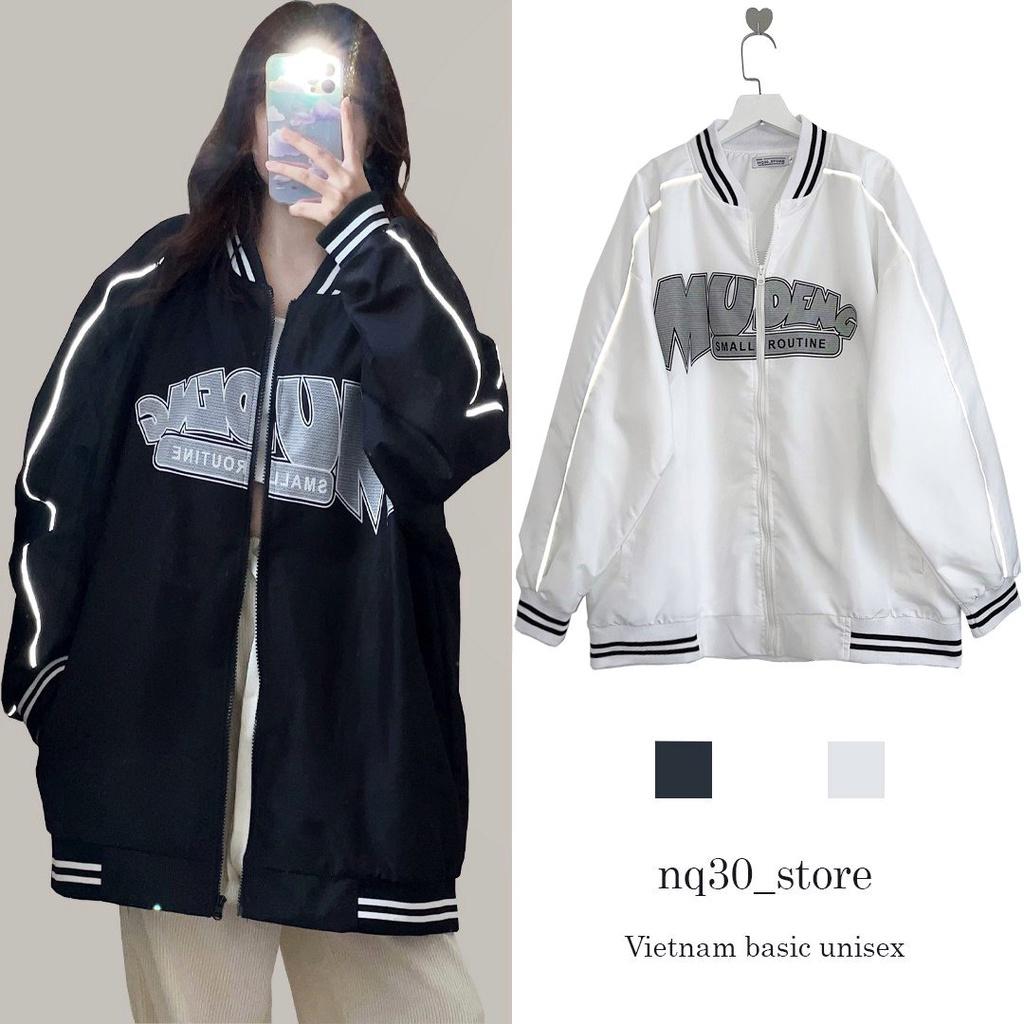 Áo Khoác Bomber Dù 2 Lớp Phản Quang MU Form Rộng Nam Nữ Unisex