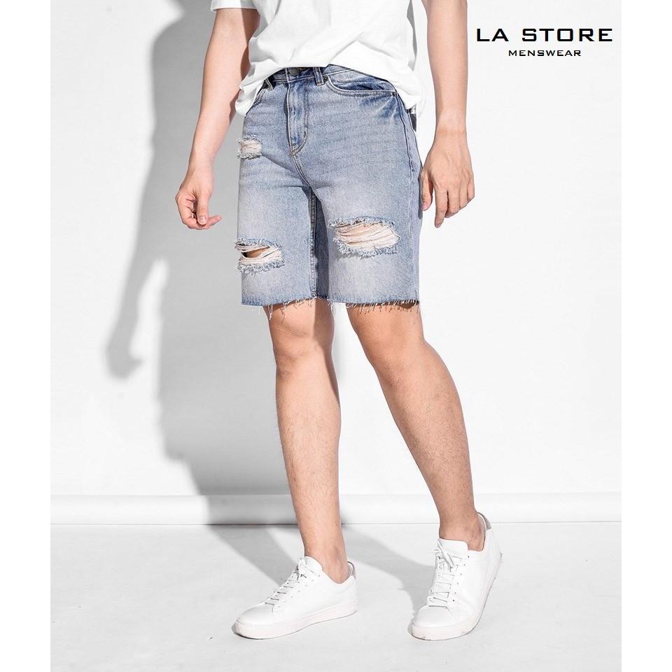 Quần short jean - Quần short jeans nam rách tưa lai DPS009