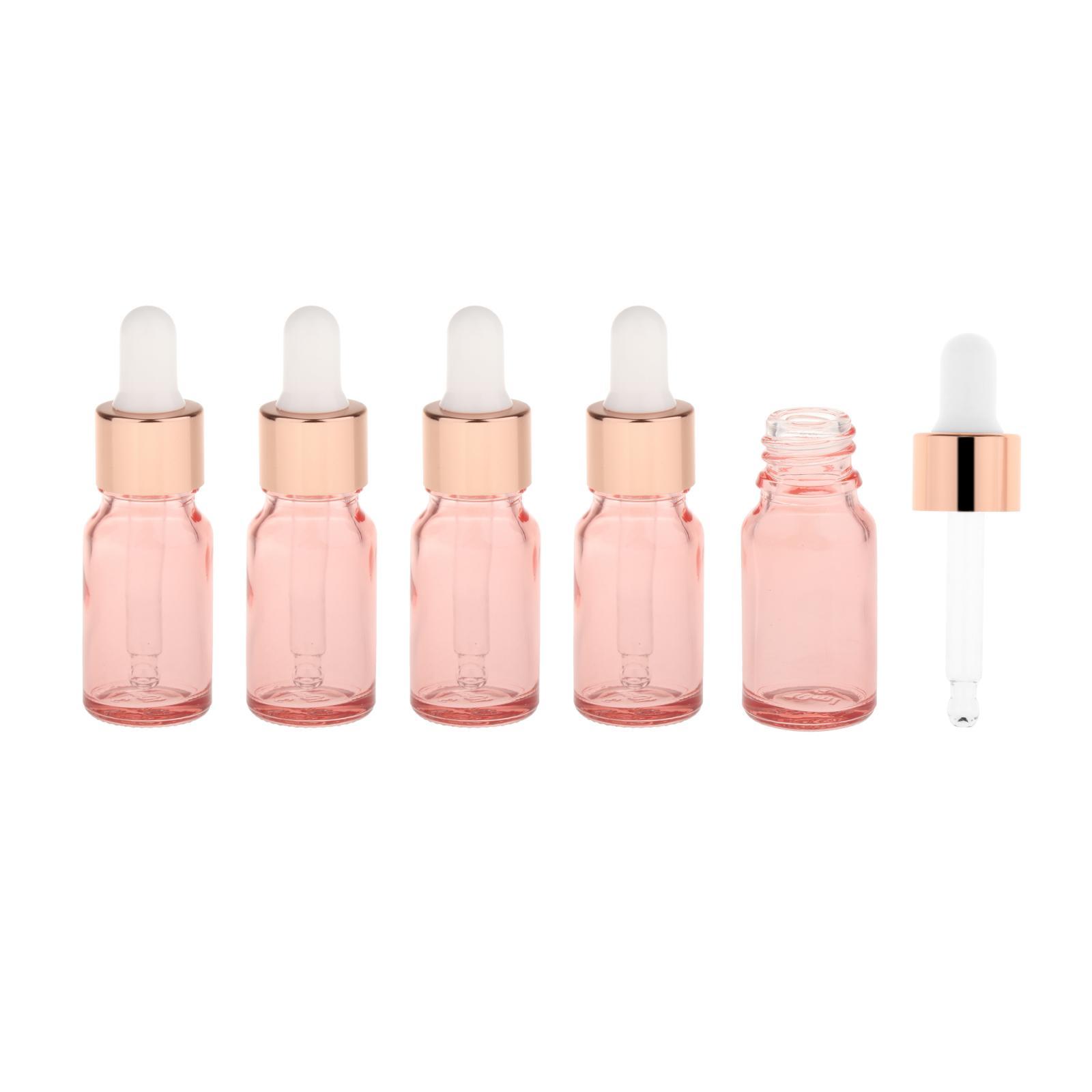 5 Pcs Rose Gold Small Glass Eye Dropper Bottle for Essential Oil Liquids Perfumes