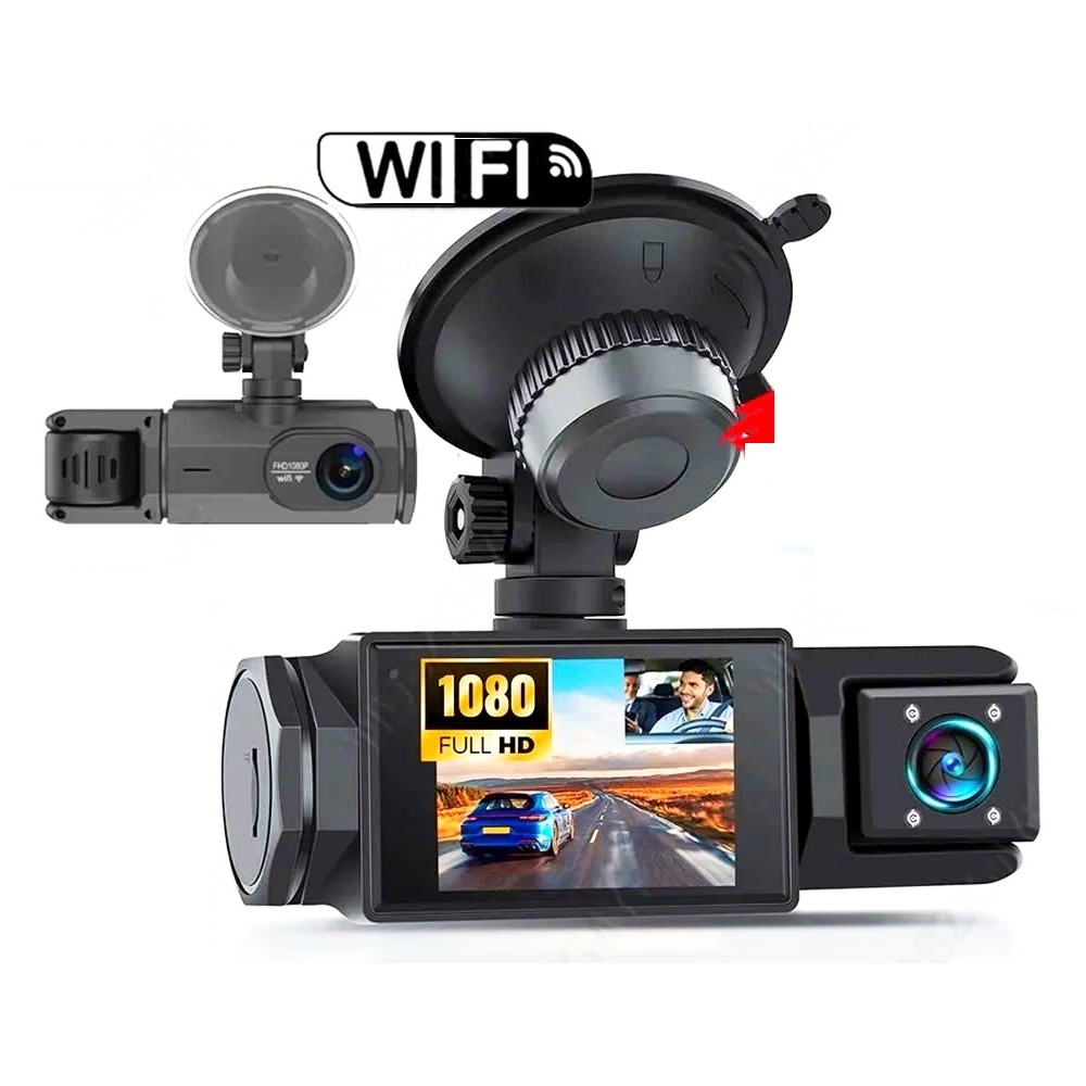 Camera Hành Trình Wifi 2 Mắt Thế Hệ Mới FHD 1080P 64GB 30fps Xoay 180° Night Vision Ghi Âm Ghi Hình Rõ Nét Kết Nối Điện Thoại Android iOS