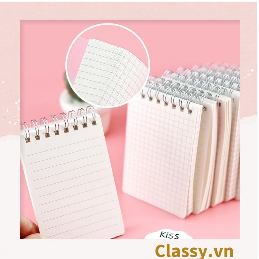 Sổ Grid 60 trang kích thước 10.8 X 7.5 CM hoạ tiết kẻ Caro Classy basic dùng để ghi chú, to-do list tiện lợi PK1725