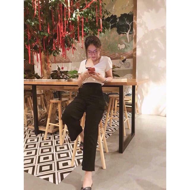 Quần ống sớ dài màu đen sang trọng