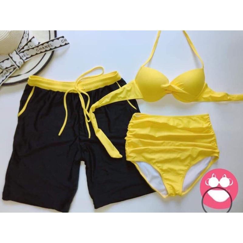 Bikini,Đồ Bơi Đi Biển Nam Nữ Liền Thân Một Mảnh Đen Gọng Nâng Ngực BELLA MS67