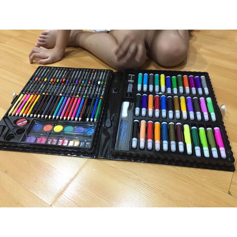 Hộp bút màu 150 chi tiết cho bé, bộ màu vẽ đa năng cho bé thỏa thích tô