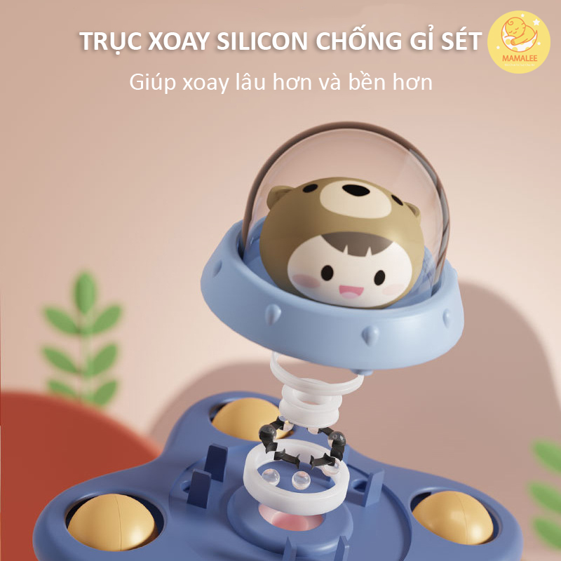 Chong chóng dính tường cho bé hình động vật, con quay spinner gắn bàn ăn dặm bộ 3 chiếc