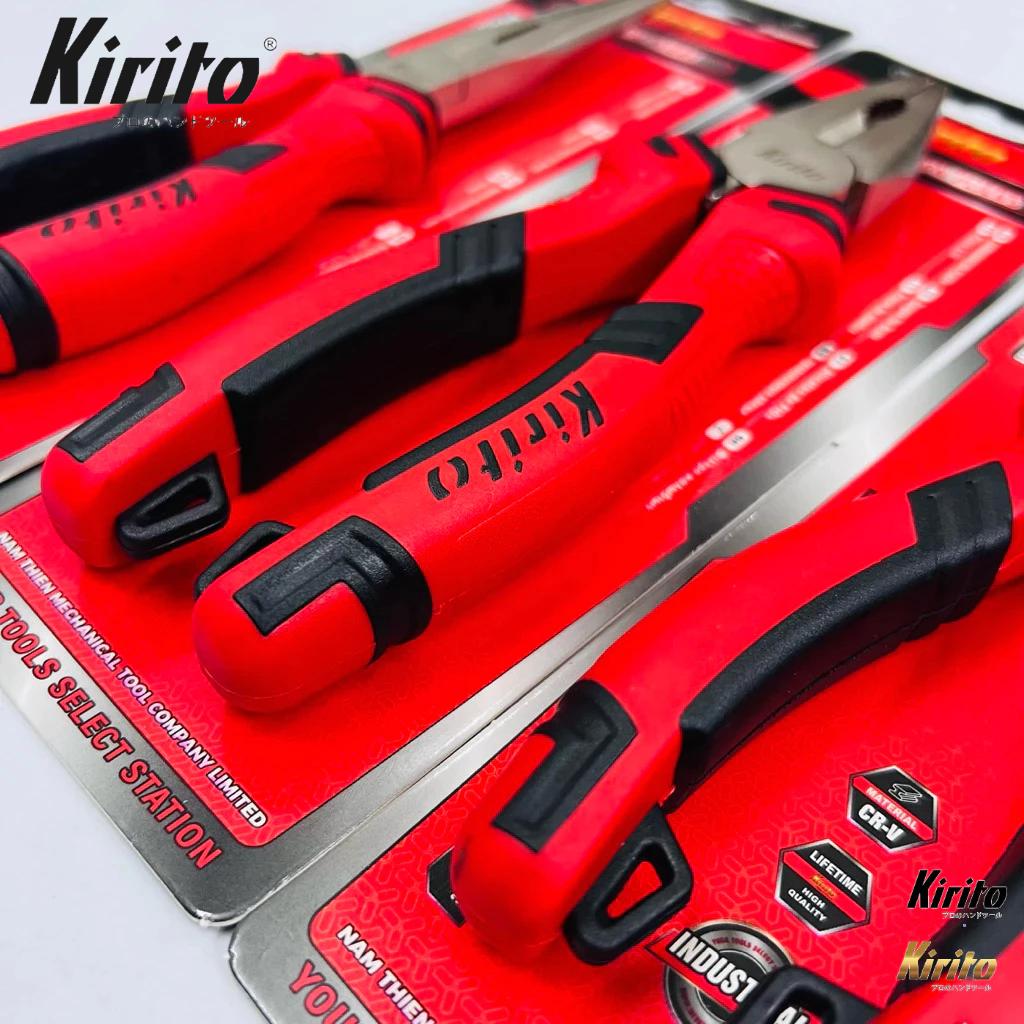 Bộ Kìm Kirito 3 Món Cho Thợ Điện – Thép CR-V – Siêu Bền – Cắt Dây, Uốn, Gắp- Kìm đỏ đen KIRITO