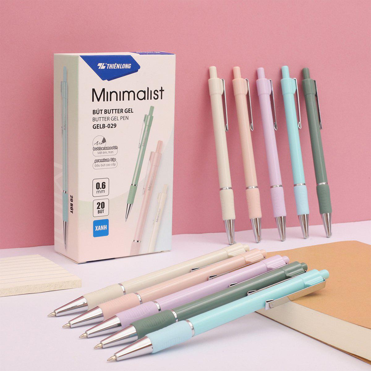 Bút Gel B - Minimalist Butter 0.6 mm - Premium Tip - Thiên Long GELB-029 - Mực Xanh (Màu Thân Bút Giao Ngẫu Nhiên)