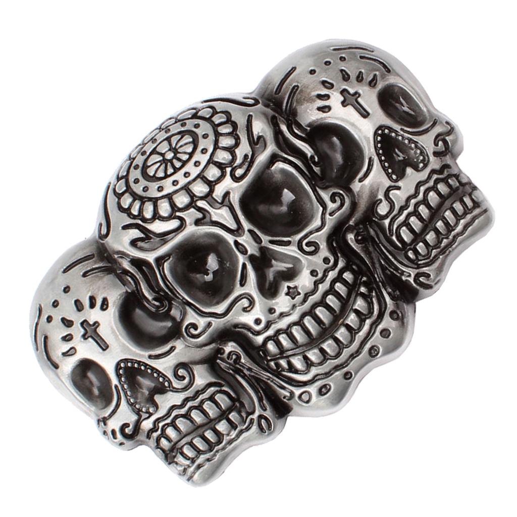 Punk Skull Belt Buckle Antique Silver 3D Skull Head Gothic Motorcycle Biker