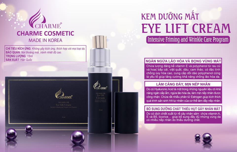 Kem Dưỡng Da Vùng Mắt Charme Eye Lift Cream 15ml