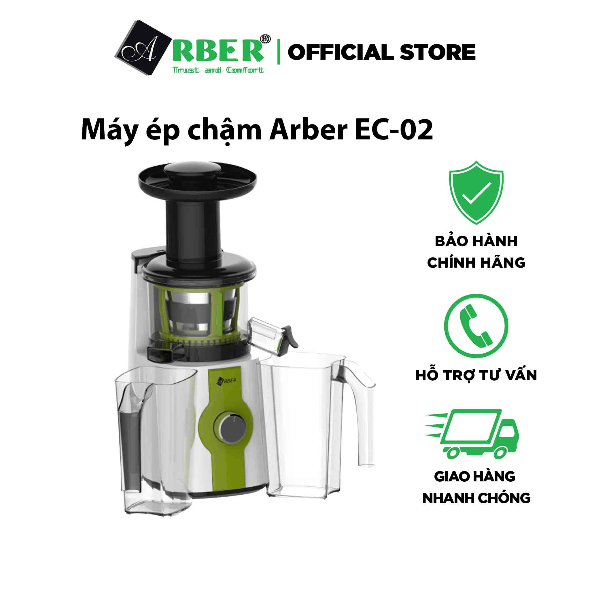 Máy ép chậm Arber EC-02 nghiền trái cây kiệt bã, hàng Đức bảo hành chính hãng.