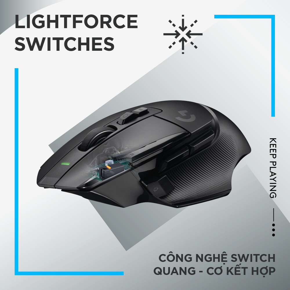 Chuột game không dây Logitech G502 X LIGHTSPEED – Switch LIGHTFORCE Hybrid, Cảm biến Hero 25K, 13 Nút lập trình, tương thích Windows/Mac OS - Hàng chính hãng