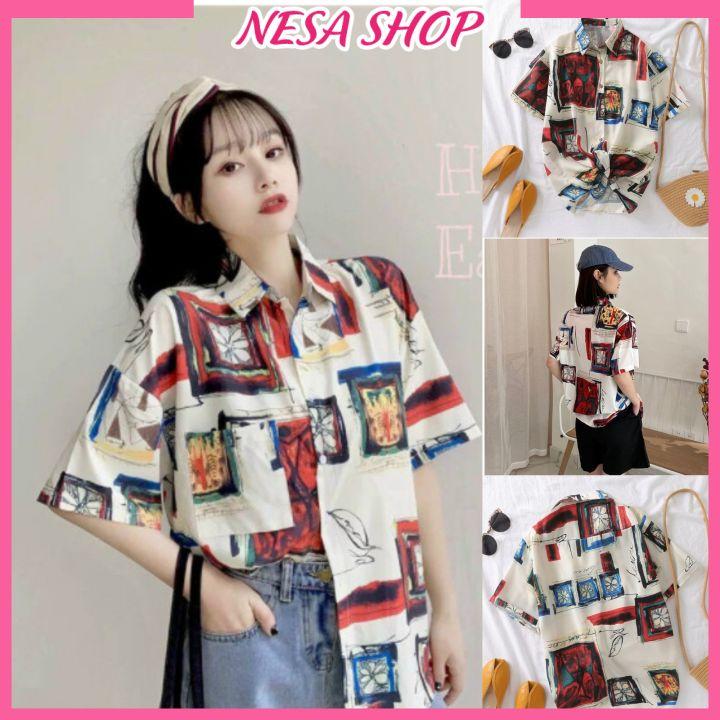 Áo sơ mi unisex, dáng ulzzang mặc cặp, nhóm, chất liệu Đũi trơn mềm mát, áo form rộng tay lỡ cổ bẻ, in 3D-HÌNH Ô TRANH