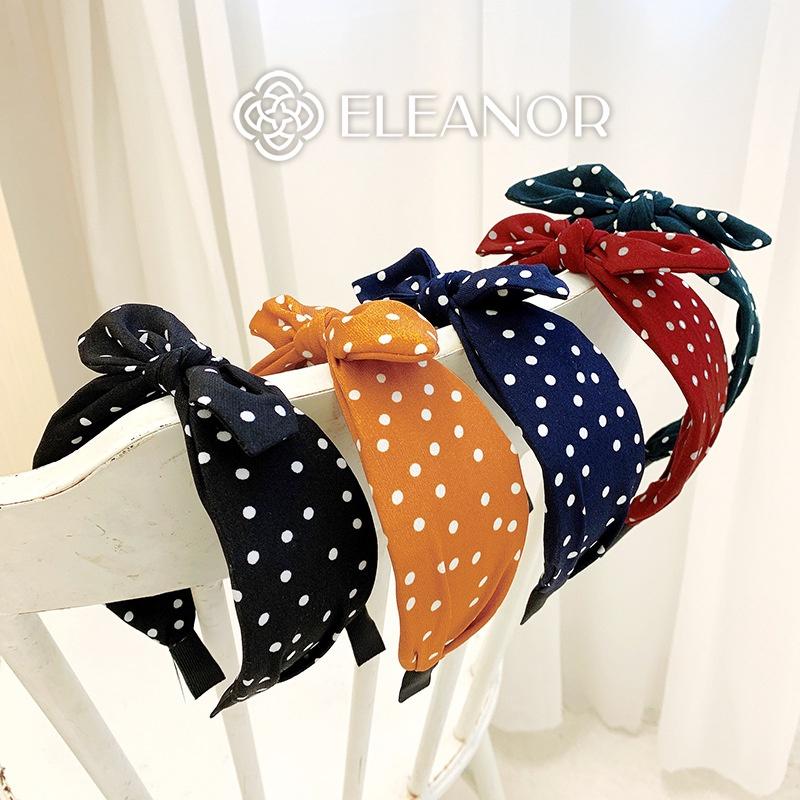 Băng đô cài tóc nữ Eleanor Accessories hình nơ họa tiết chấm bi phụ kiện tóc dễ thương