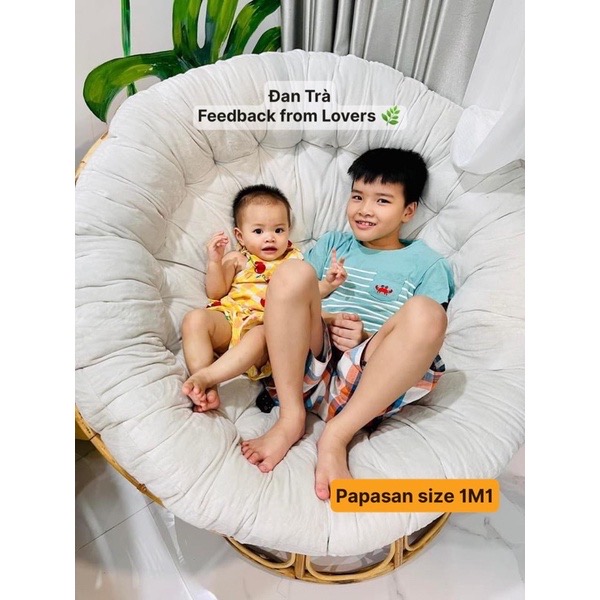 Papasan Mây Size 1M1 Kèm Nệm - Nội Thất Mây Tre Đan
