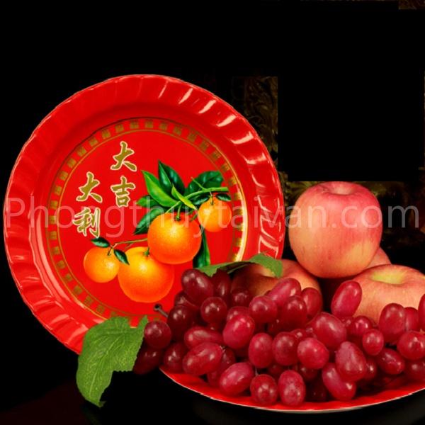 Dĩa Trái cây Đỏ bàn thờ Bẹt,không Đế tiện lợi