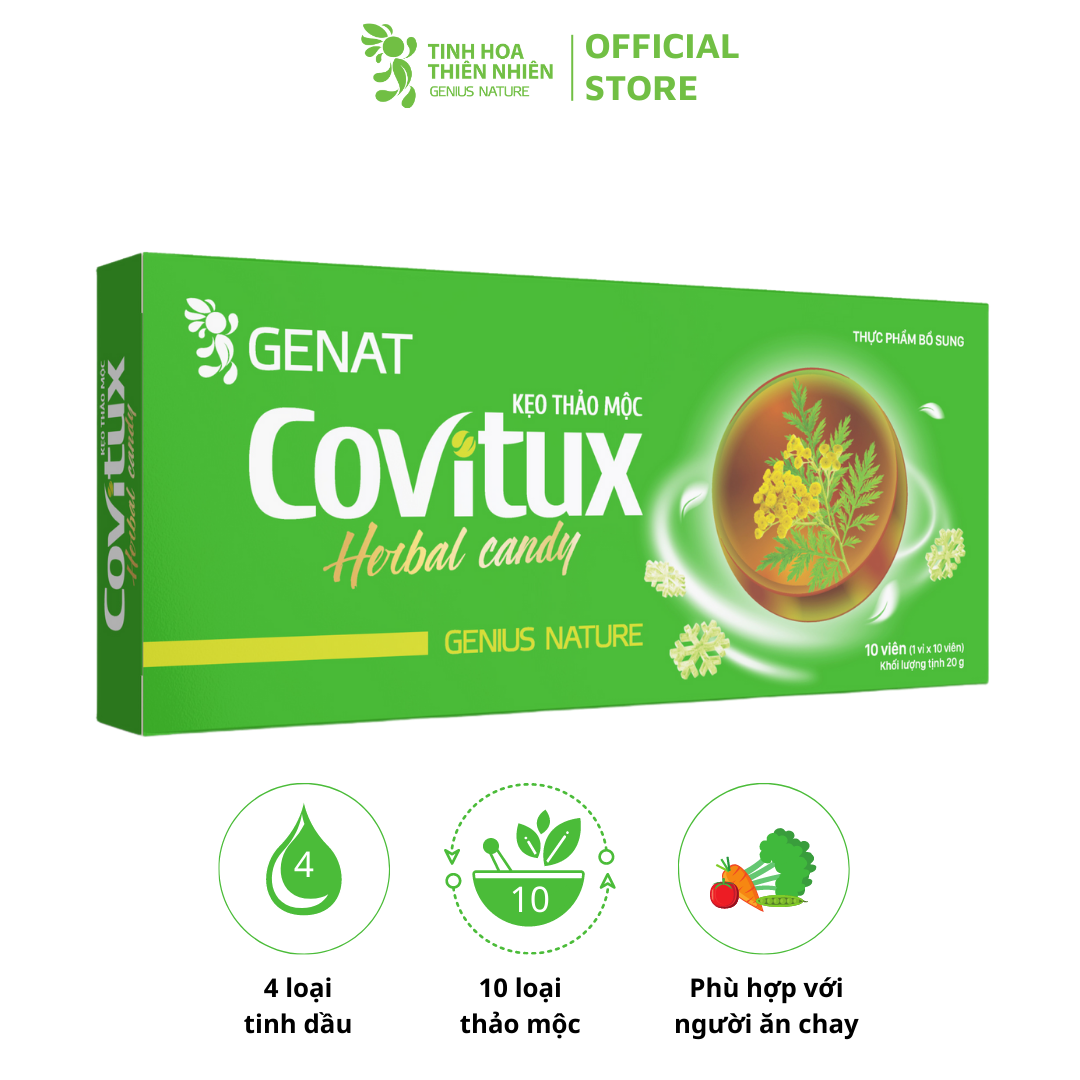 Kẹo thảo mộc Covitux (hộp 10 viên) - Genat