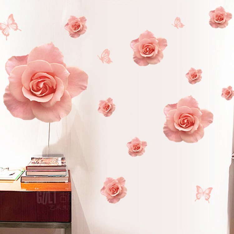Decal dán tường hoa hồng hiện đại sang trọng