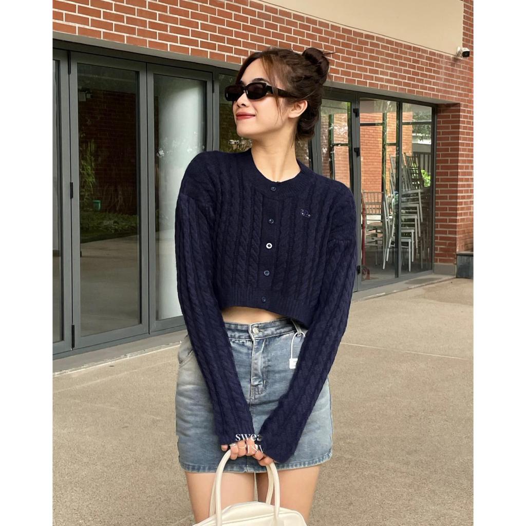Áo KHOÁC len nữ cardigan dệt kim croptop VẶN THỪNG phối nhiều kiểu sang trọng