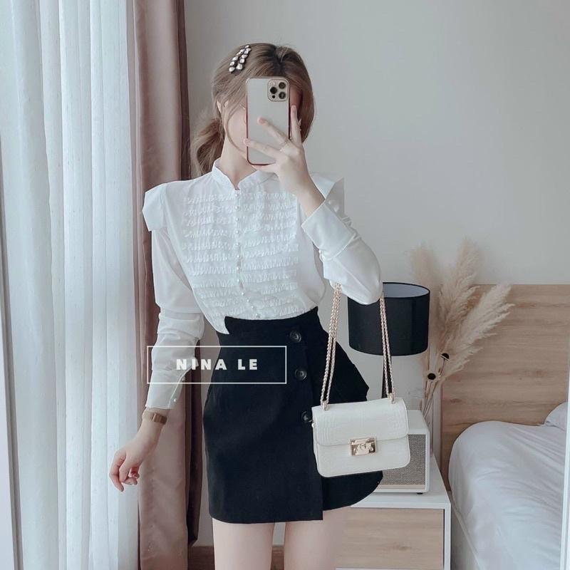 ️Áo sơ mi trắng xếp ly nhăn thiết kế cho nữ️Elisa fashion