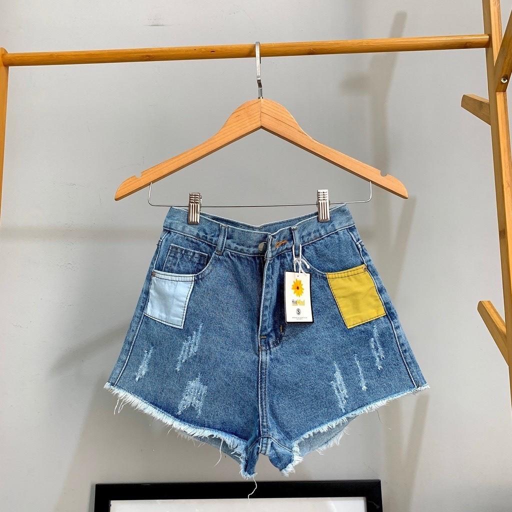 Quần short jean nữ lưng cao King168 , quần short nữ cao cấp hh07