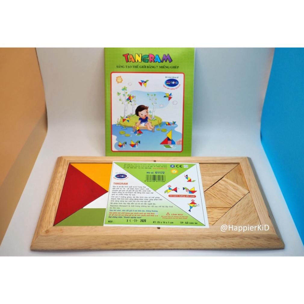 TANGRAM ĐÔI 7 MIẾNG, PHÁT TRIỂN TƯ DUY LOGIC VÀ TƯỞNG TƯỢNG CHO BÉ, CÓ KÈM SÁCH HƯƠNG DẪN
