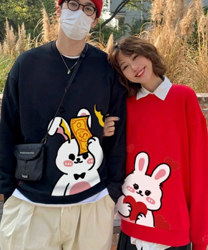 Áo sweater Tết hình thỏ New Year mừng năm mới 2023 áo đỏ may mắn cryaotic10