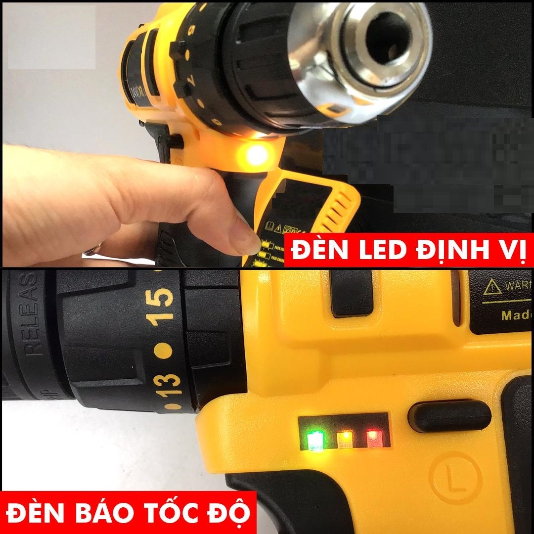 Bộ máy khoan pin RAKUTEN 24V  khoan tường, khoan sắt, khoan bê tông máy 2 pin, đảo chiều và mũi khoan