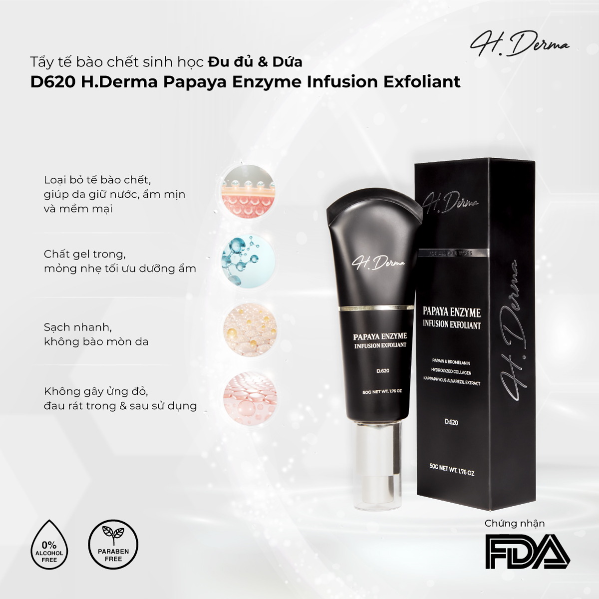 Tẩy Tế Bào Chết Sinh Học  Enzyme Đu Đủ Và Dứa D.620 H.Derma Papaya Enzyme Infusion Exfoliant