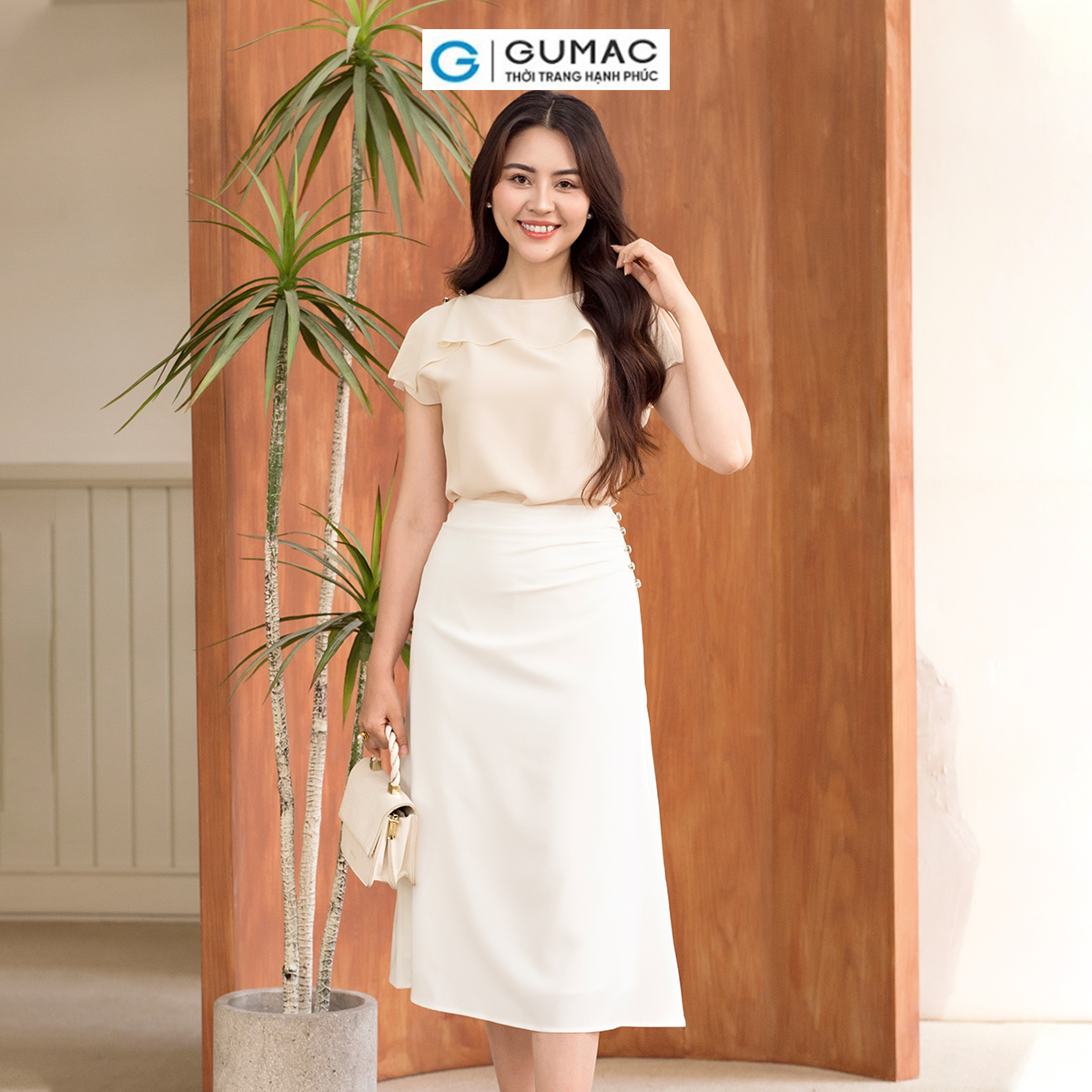 Chân váy A nhún sườn thời thượng sang trọng thời trang GUMAC VD06034