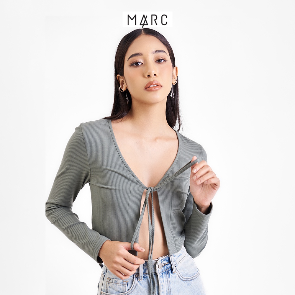 Áo khoác cardigan dài tay nữ MARC FASHION thắt nơ cổ CBMH081922