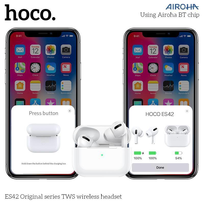 Tai nghe Bluetooth Hoco ES42 (sạc ko dây,pop-up,định vị) - Hàng Chính hãng