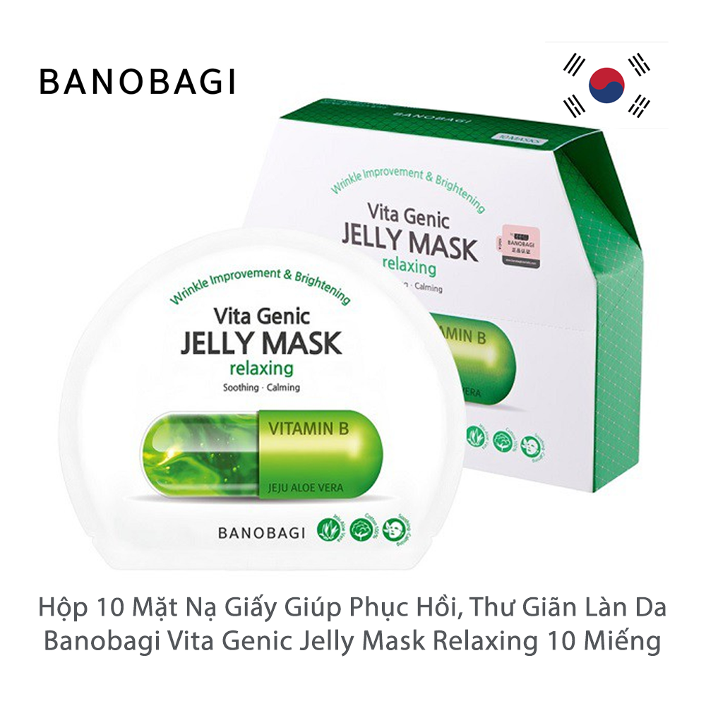 Combo 10 Mặt Nạ Banobagi Vita Genic Jelly Mask Hàn Quốc Thư Giãn Cho Mọi Loại Da - Relaxing (30ml x 10)