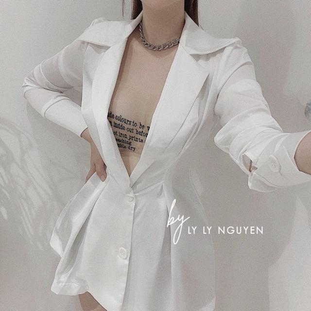Set áo sơ mi +áo lưới siêu sexy