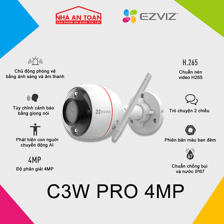 Combo Camera Wi-fi Trong Nhà EZVIZ C3W-PRO 2MP/4MP Kèm Thẻ Nhớ 32GB/64GB - Hàng Chính Hãng