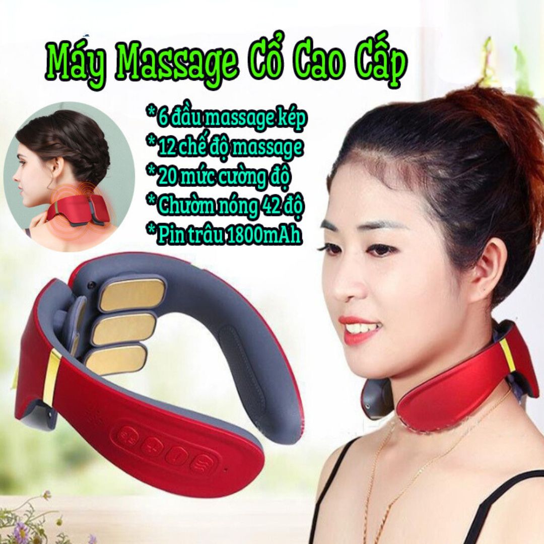 Máy Massage Cổ Vai Gáy Cao Cấp Công Nghệ Mới Nhất, Nén Nóng Hồng Ngoại Với Tám Điểm Mát Xa Chuyên Sâu, Giảm Đau Mỏi Cơ 