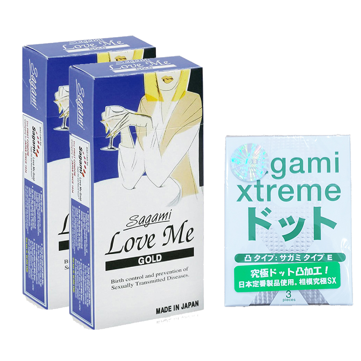 Combo 2 hộp bao cao su không màu không mùi, siêu mỏng Sagami Love Me Gold Hộp 10 cái + Tặng ngay hộp Bao cao su Siêu mỏng Sagamim Xtreme White 3 cái