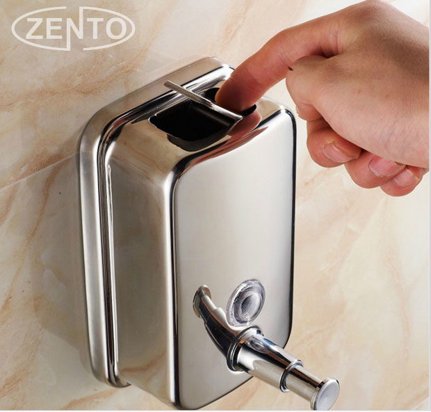 Combo 4 hộp đựng xà phòng nước rửa tay nhấn treo tường inox siêu bền 800ml