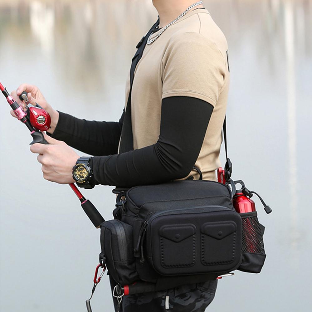 Fishing Tackle Bag Water-resistant Single Shoulder Crossbody Bag Waist Pack Fishing Lure Gear Utility Storage Bag