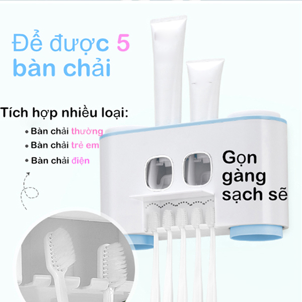 Bộ Nhả Kem Đánh Răng Tự Động 4 cốc tiếp kiệm không gian E802