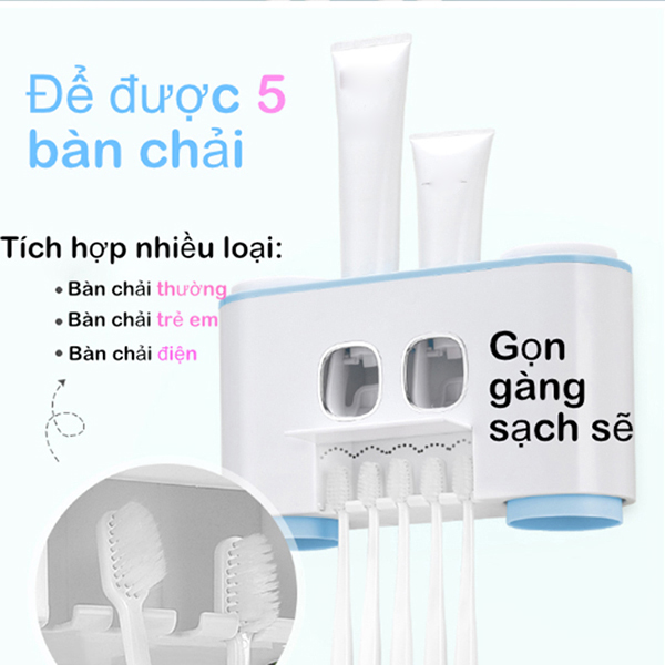 Bộ Nhả Kem Đánh Răng Tự Động 4 cốc tiếp kiệm không gian E802