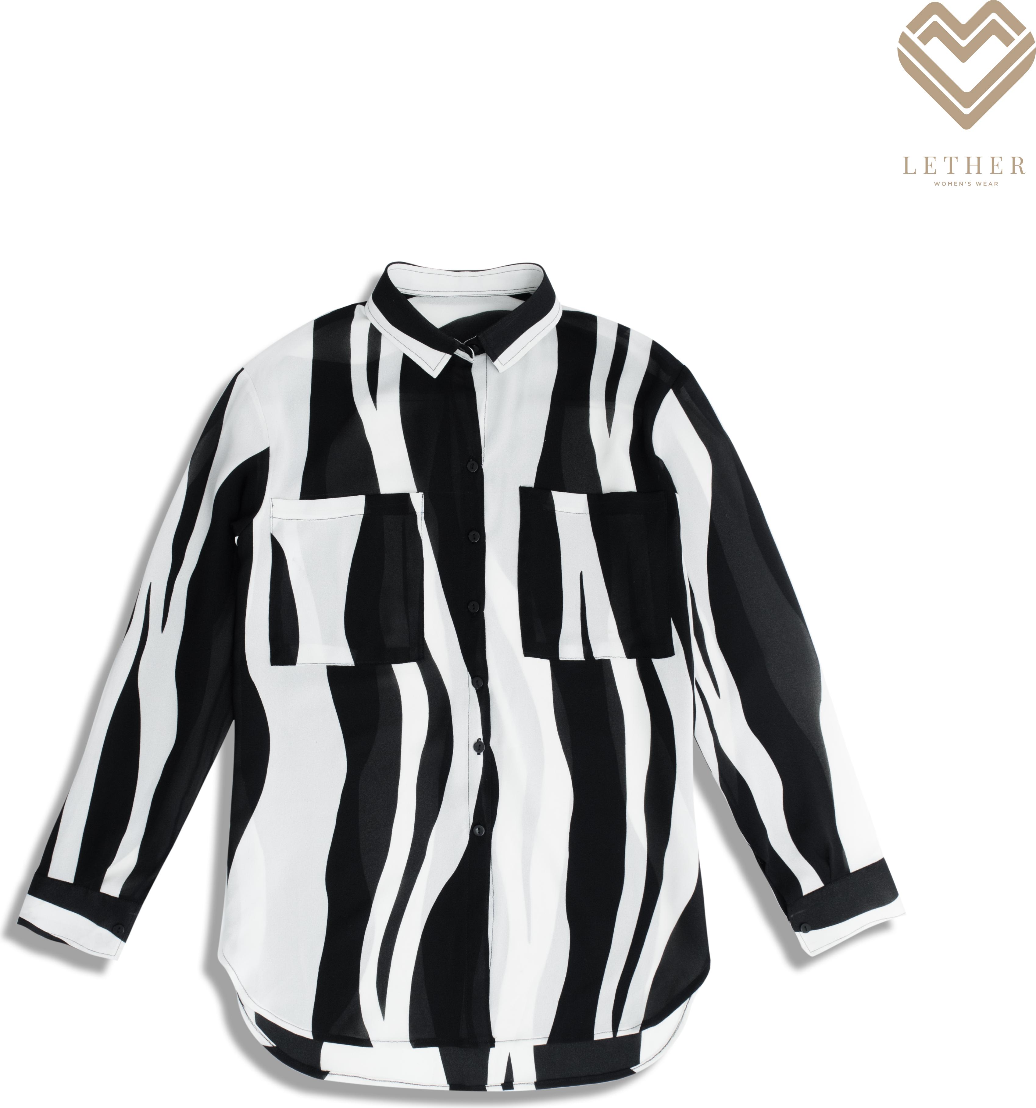 Lether Shirt mix Black-White