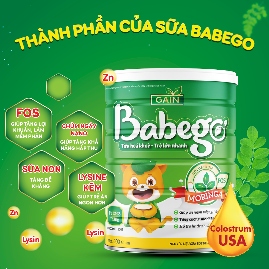 Hình ảnh SỮA BỘT BABEGO – TIÊU HOÁ KHOẺ, TRẺ LỚN NHANH 800G DÀNH CHO BÉ TỪ 12-36 THÁNG