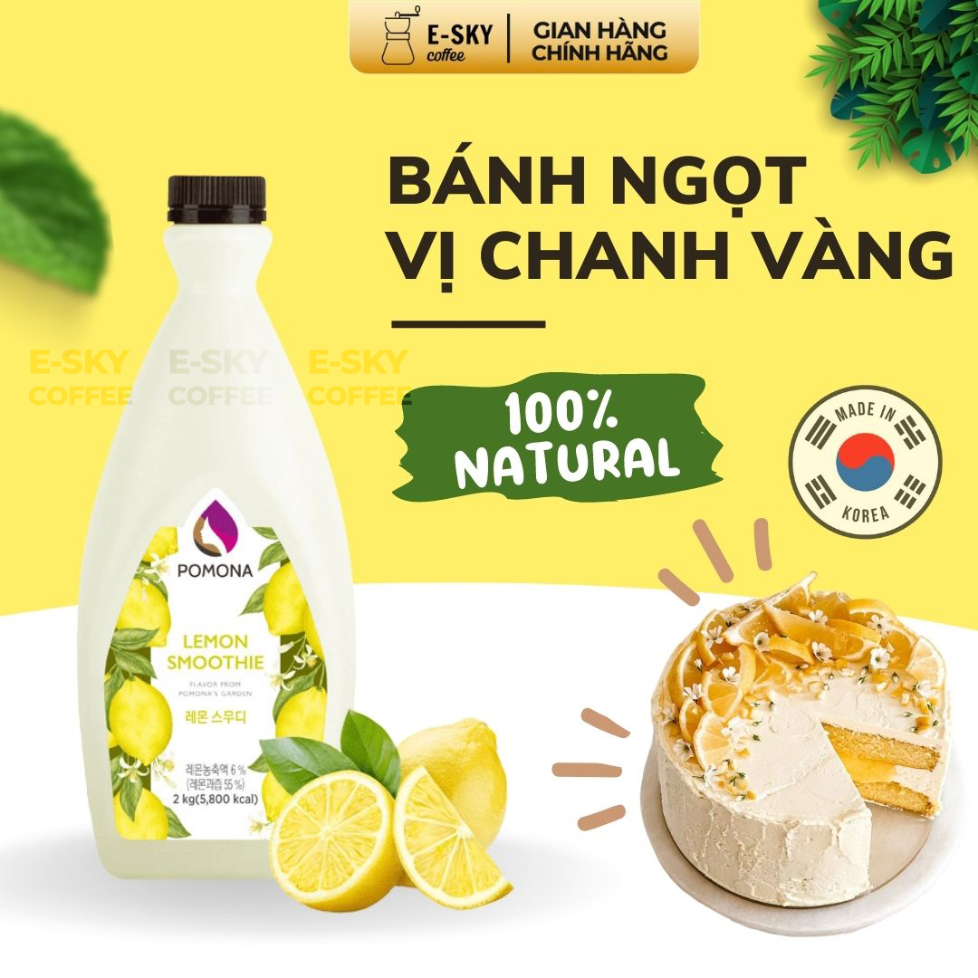 Mứt Chanh Pomona Lemon Smoothie Nguyên Liệu Pha Chế Hàn Quốc Chai 2kg