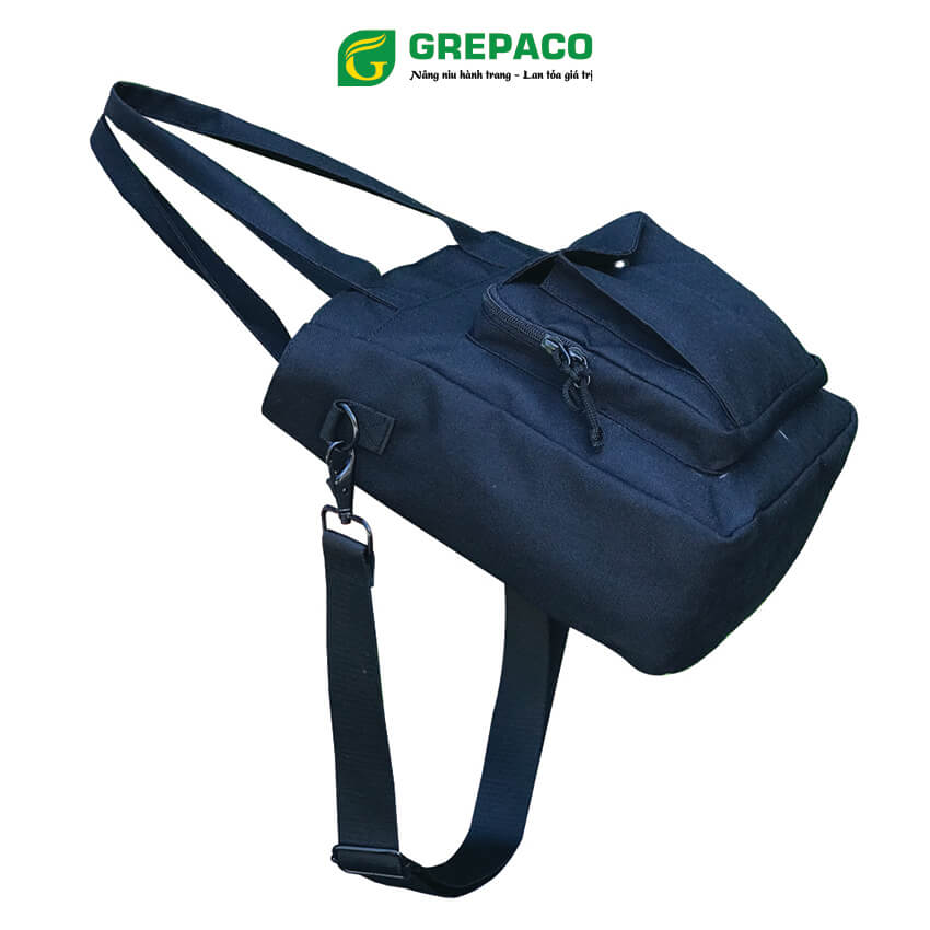 Túi Đeo Vai Nữ Grepaco Vải Tote Bố Canvas Cao Cấp Màu Đen Nhiều Ngăn Có Khóa Kéo Đeo Chéo Hoặc Xách Tay Đựng Phụ Kiện Đi Làm, Đi Du Lịch Thời Trang Hàn Quốc - Hàng Chính Hãng