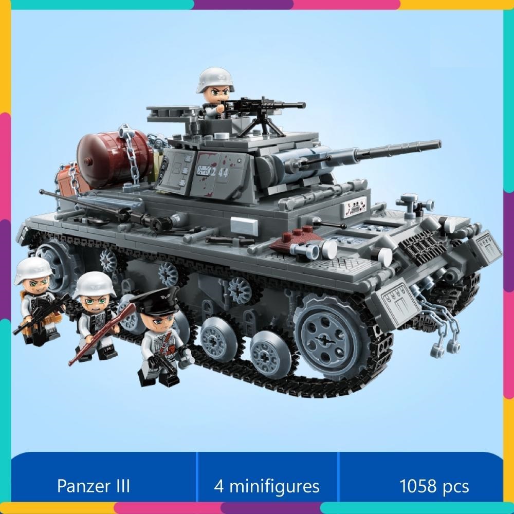 Đồ Chơi Qman 21028 Xếp Hình Lắp Ráp Xe Tăng Đức Panzer III 1000 Chi Tiết